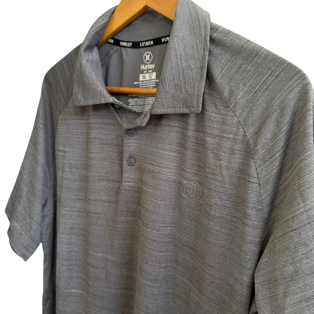 Hurley Mens Polo Golf Shirt Space Dye Performance M Gray Active Travel Sporty - Picture 4 of 6